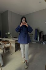 Kate Taş Detaylı Lacivert Gömlek - Görsel 3