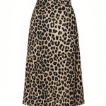 Nora Leopar Desenli Bej Saten Etek