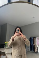 Barbara Keten Bej Takım - Görsel 2