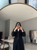 Emina Nervürlü Siyah Elbise - Görsel 3