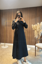 Bonica Poplin Siyah Elbise - Görsel 2