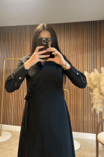 Bonica Poplin Siyah Elbise - Görsel 3