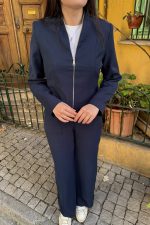 Nera Set Fermuar Detaylı Takım Lacivert - Görsel 3