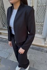 Nera Set Fermuar Detaylı Takım Siyah - Görsel 4