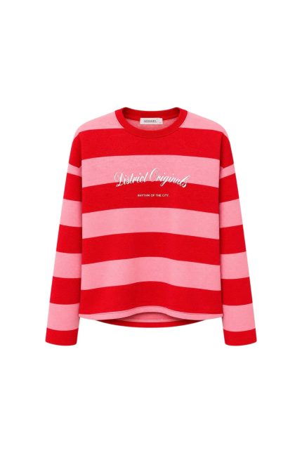 Viva Çizgili Sweatshirt Kırmızı